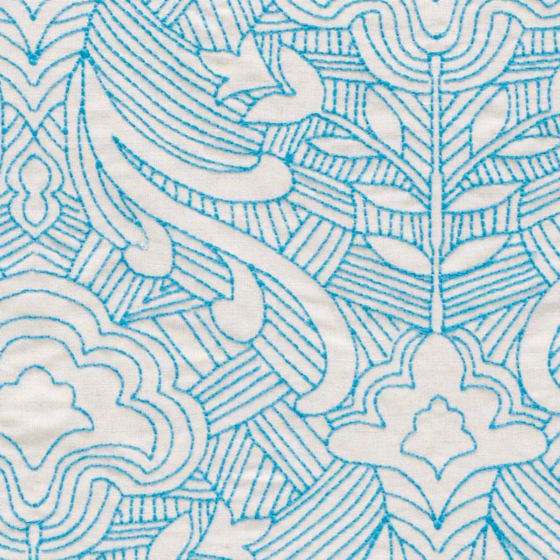 Schumacher Hendrix Embroidery Blue Fabric