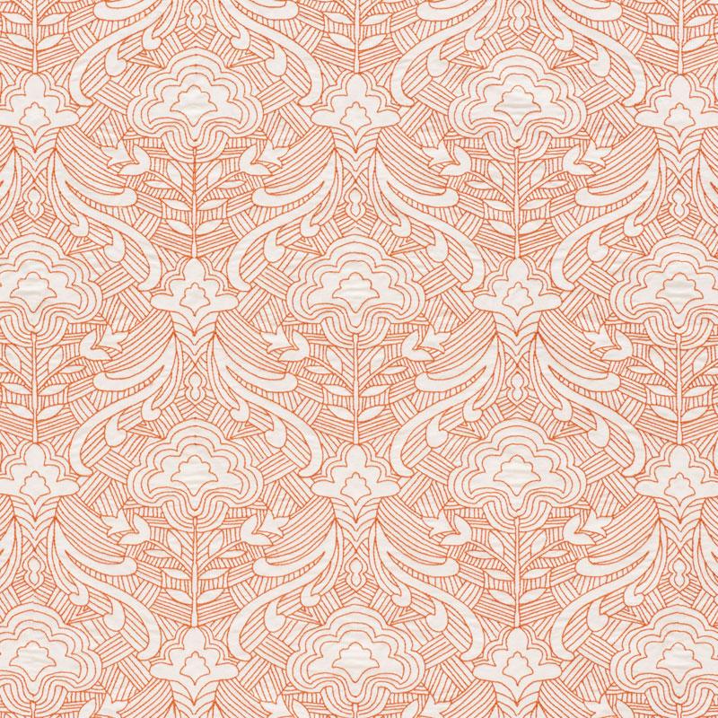Schumacher Hendrix Embroidery Orange Fabric