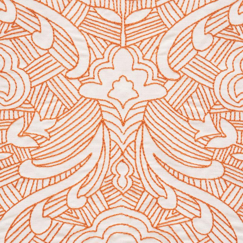 Schumacher Hendrix Embroidery Orange Fabric