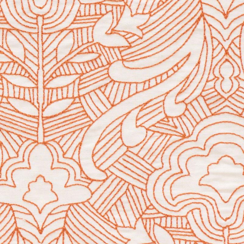 Schumacher Hendrix Embroidery Orange Fabric