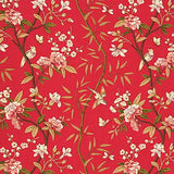G P & J Baker PEONY & BLOSSOM RED/MOSS Fabric