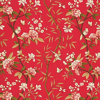 G P & J Baker PEONY & BLOSSOM RED/MOSS Fabric