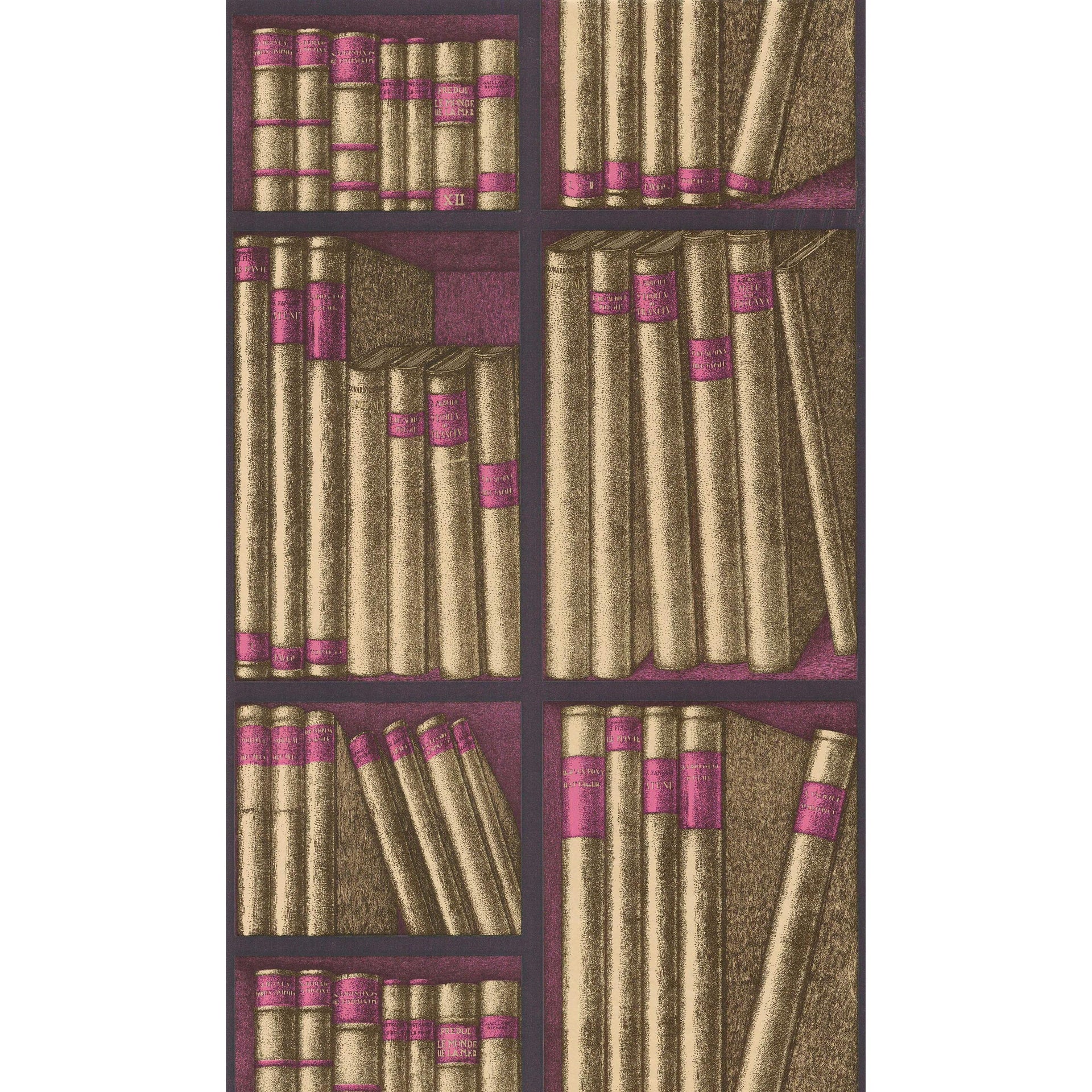 Cole & Son Ex Libris Gold/Magenta Wallpaper