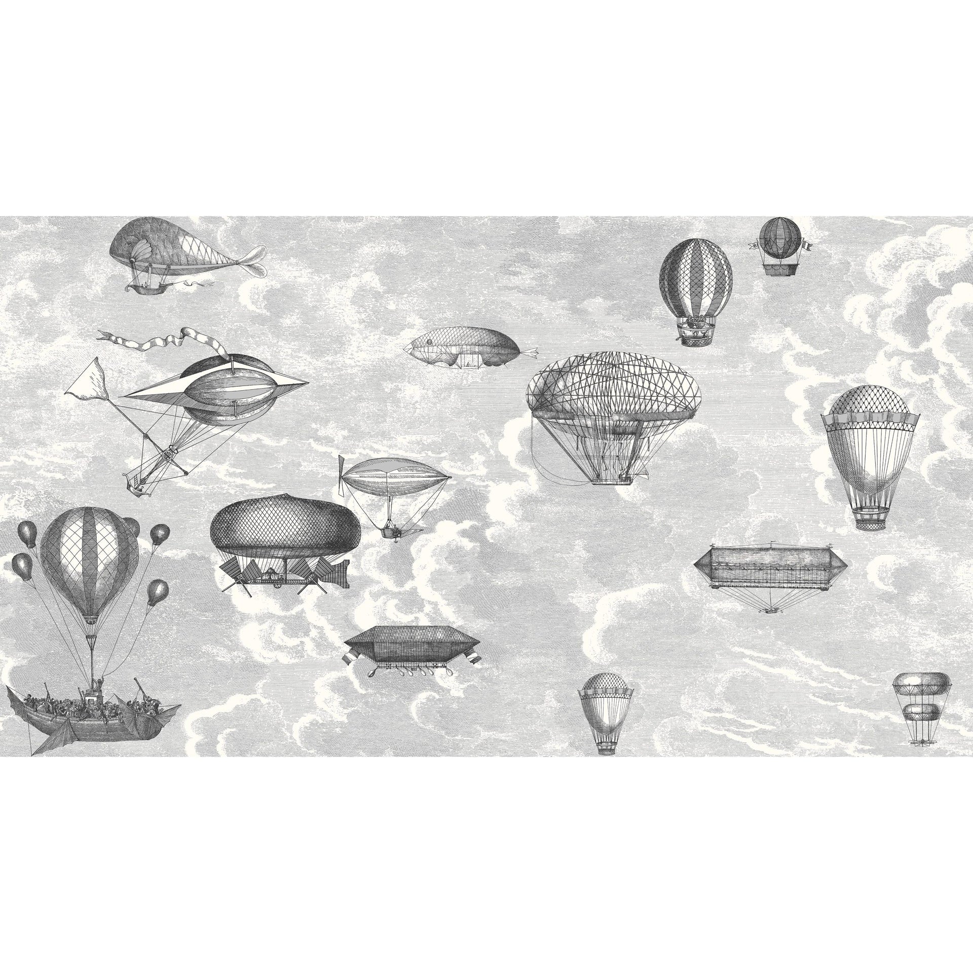 Cole & Son Macchine Volanti Soot/Snow Wallpaper