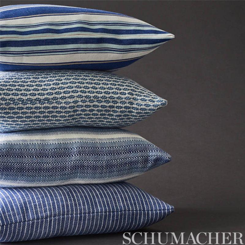 Schumacher Garter Stripe Indoor/Outdoor Blue Fabric
