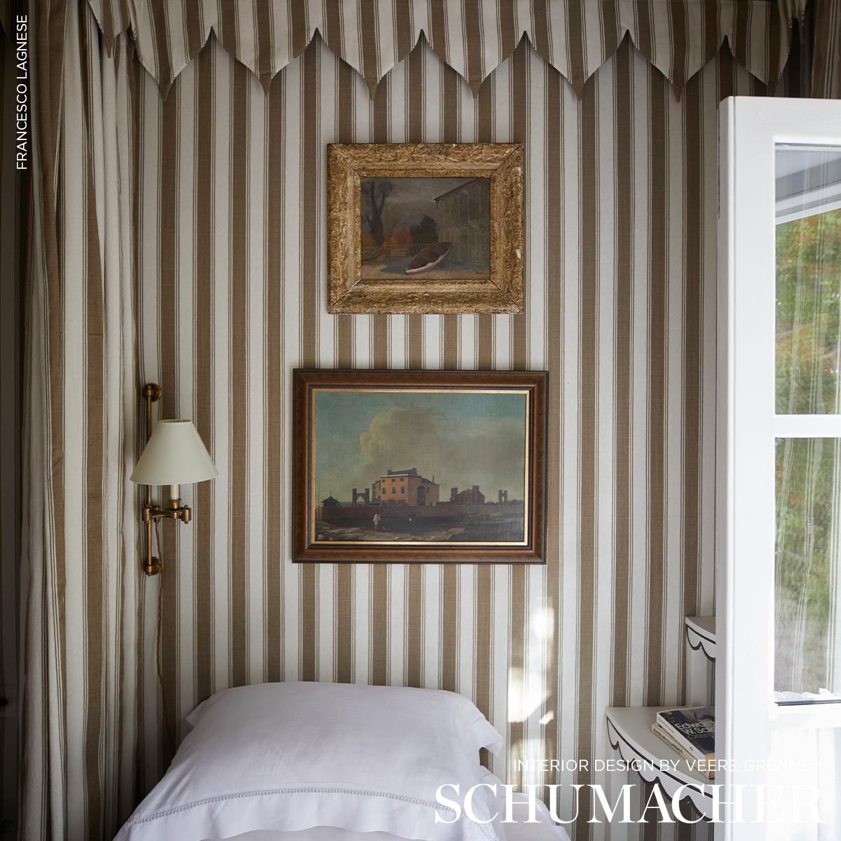 Schumacher Rafe Stripe Berber Brown Fabric