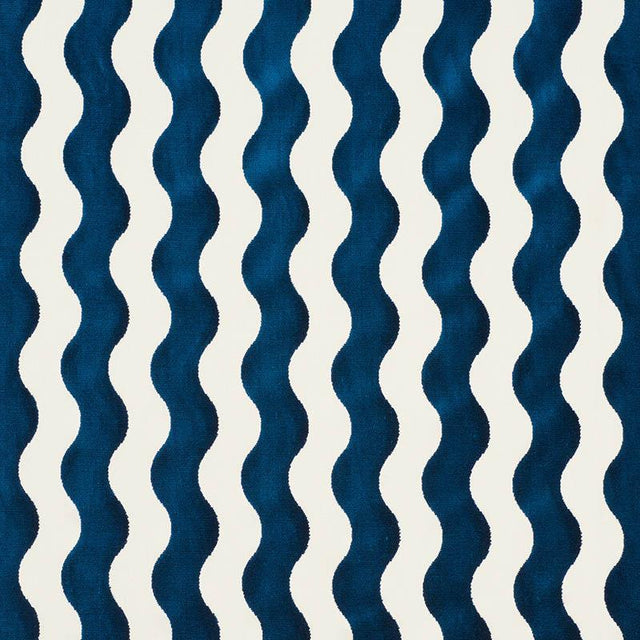 Schumacher The Wave Velvet Navy Fabric
