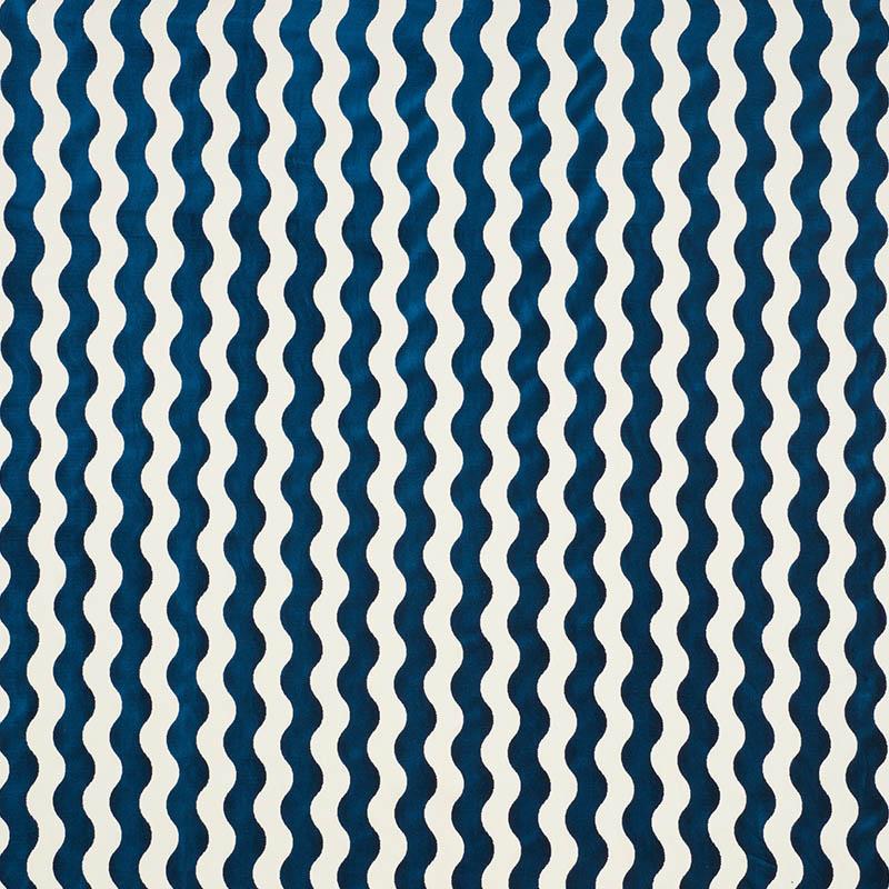 Schumacher The Wave Velvet Navy Fabric
