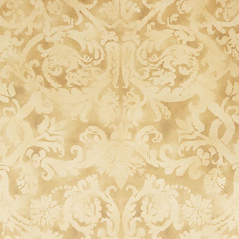 Schumacher Pontine Damask Granite Wallpaper