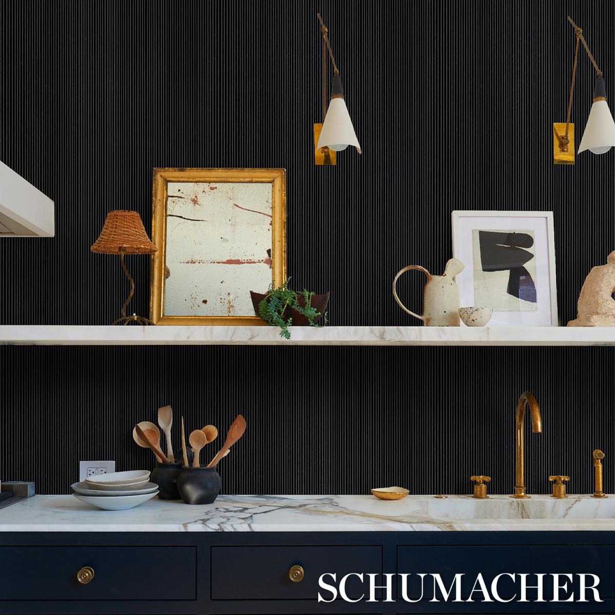 Schumacher Rimini Rib Onyx Wallpaper – DecoratorsBest