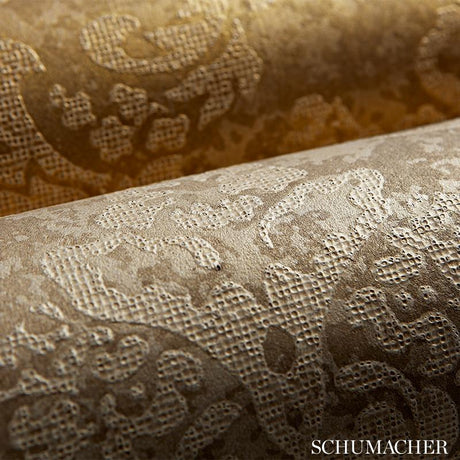 Schumacher Damasco Metallico Gold Leaf Wallpaper