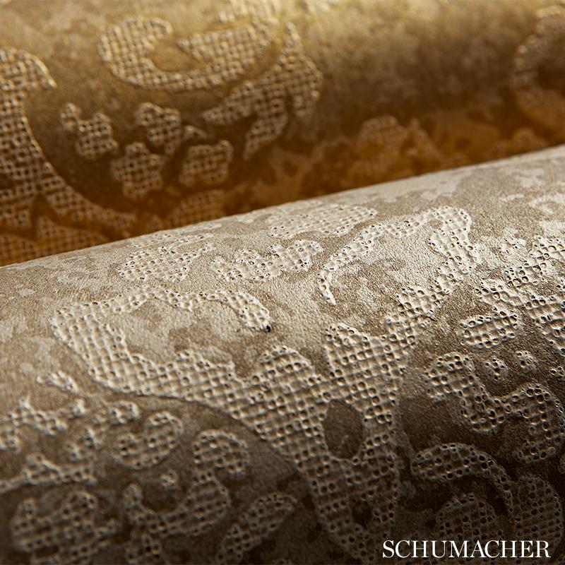 Schumacher Damasco Metallico Gold Leaf Wallpaper