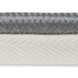 Schumacher Gustave Silk Lip Cord Wide Grey Trim