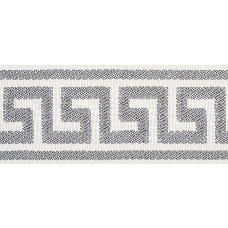 Schumacher Grey Etienne Silk Greek Key Wide