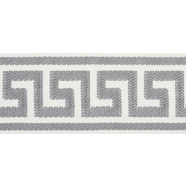 Schumacher Grey Etienne Silk Greek Key Wide