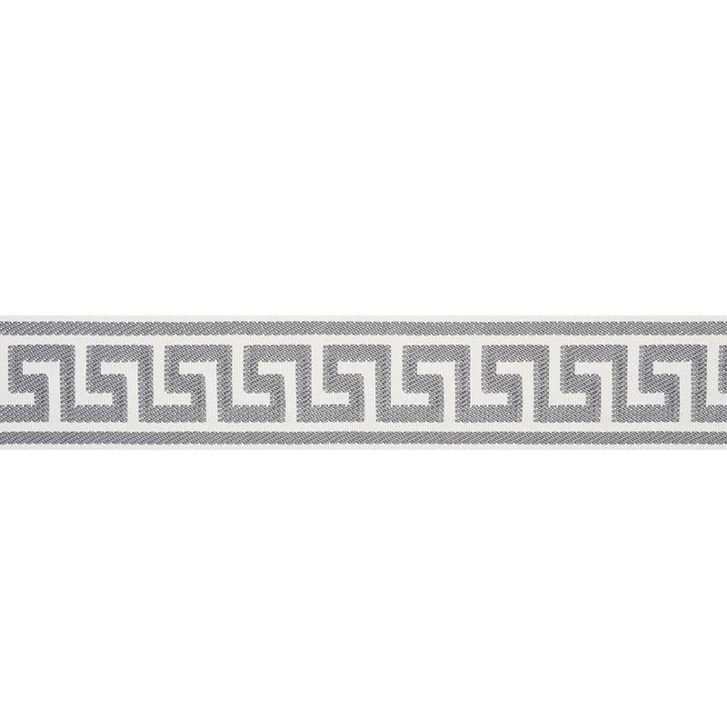 Schumacher Grey Etienne Silk Greek Key Wide