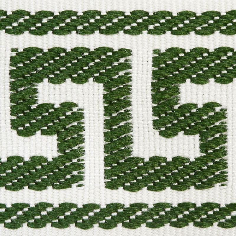 Schumacher Etienne Silk Greek Key Narrow Emerald Trim