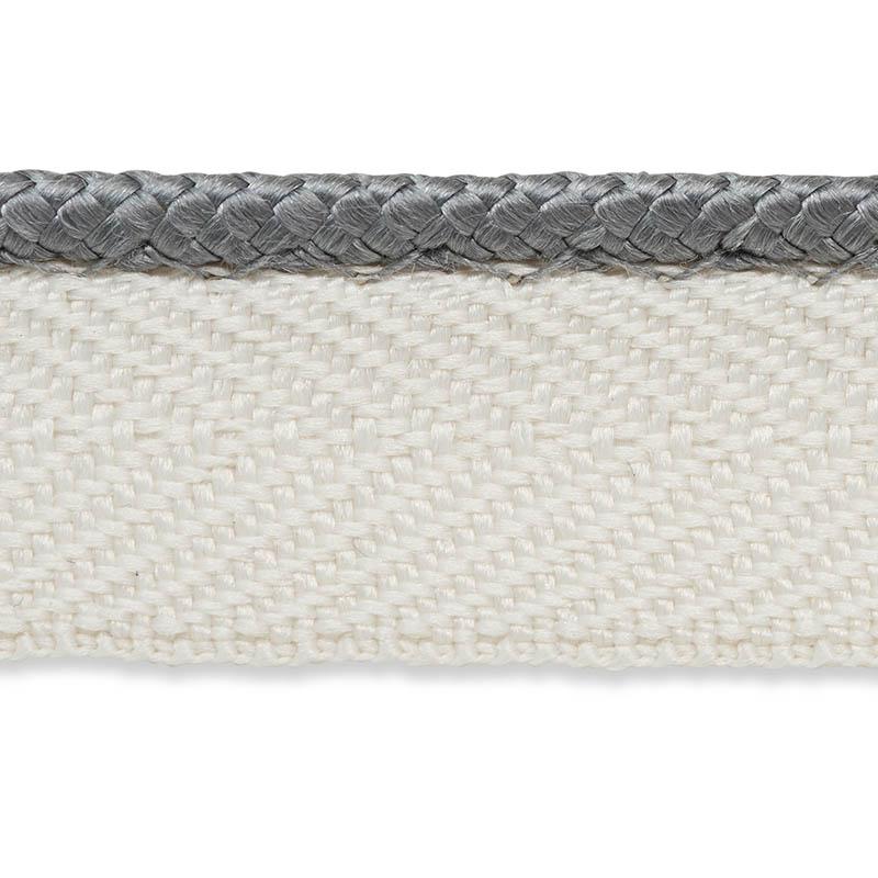 Schumacher Gustave Silk Lip Cord Narrow Grey Trim