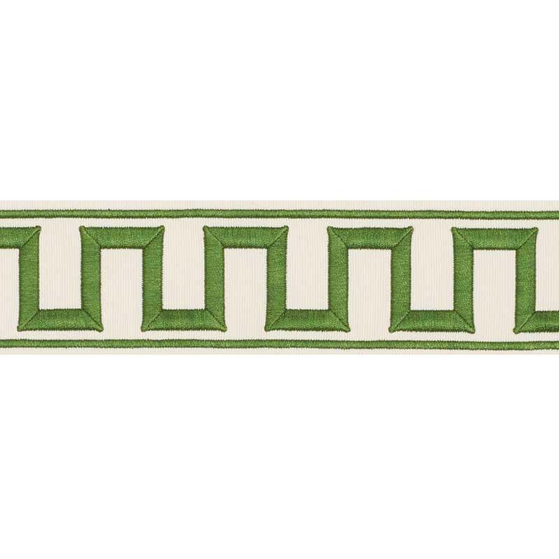 Schumacher Green Greek Key Embroidered Tape