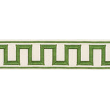 Schumacher Green Greek Key Embroidered Tape