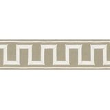 Schumacher Taupe Greek Key Embroidered Tape