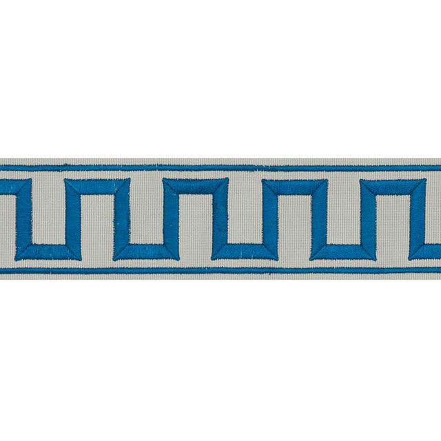 Schumacher Peacock & Mineral Greek Key Embroidered Tape