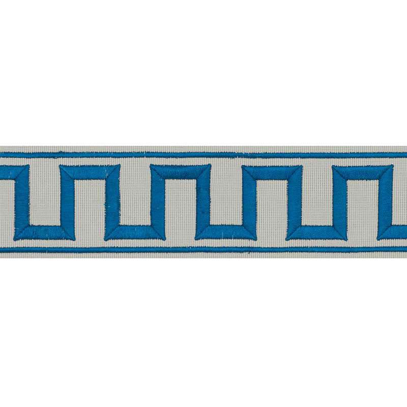 Schumacher Greek Key Embroidered Tape Peacock & Mineral Trim