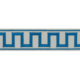 Schumacher Greek Key Embroidered Tape Peacock & Mineral Trim