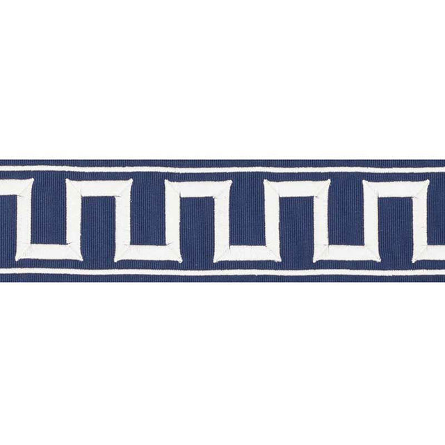 Schumacher Marine Greek Key Embroidered Tape