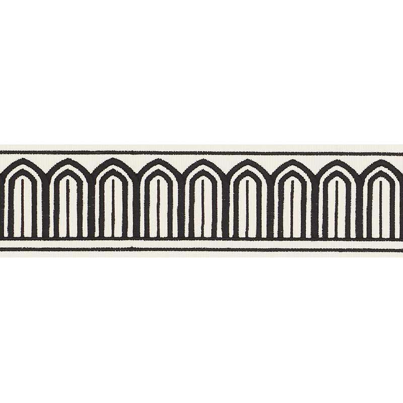 Schumacher Black On White Arches Embroidered Tape Medium