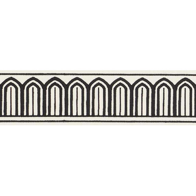 Schumacher Black On White Arches Embroidered Tape Medium