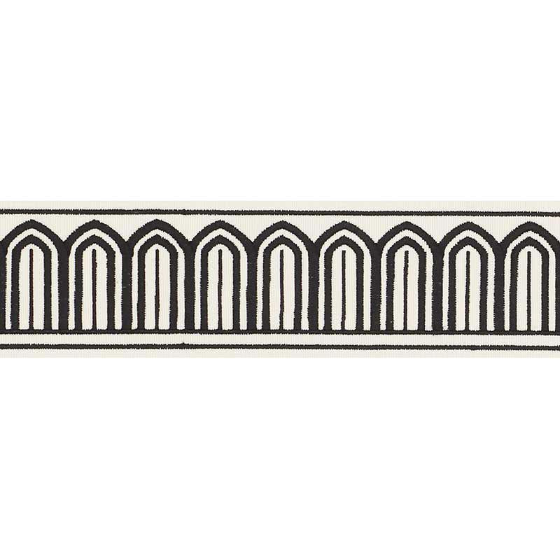 Schumacher Arches Embroidered Tape Medium Black On White Trim