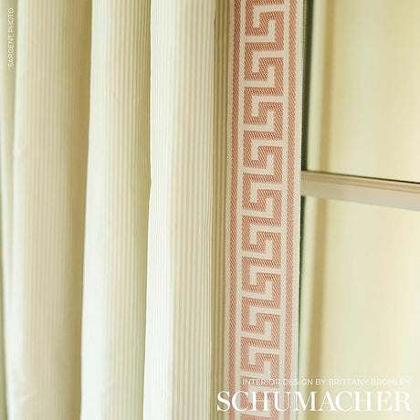 Schumacher Etienne Silk Greek Key Wide Blush Trim