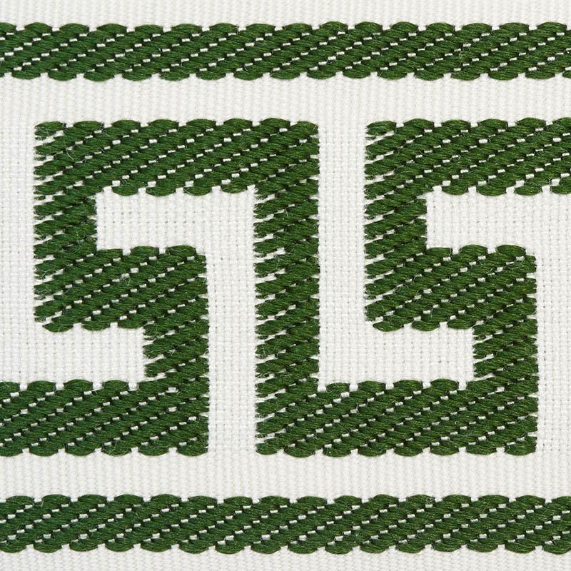 Schumacher Etienne Silk Greek Key Wide Emerald Trim