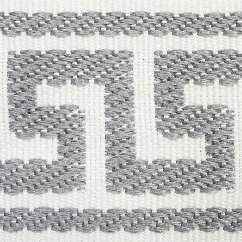 Schumacher Etienne Silk Greek Key Narrow Grey Trim