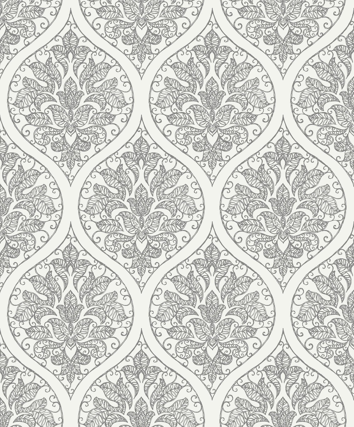 Galerie Emporium Ogee Silver Grey Wallpaper