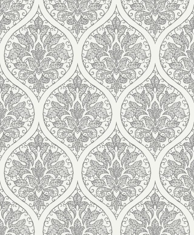 Galerie Emporium Ogee Silver Grey Wallpaper