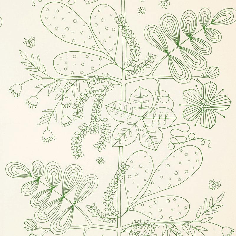 Schumacher Blommen Print Leaf Fabric