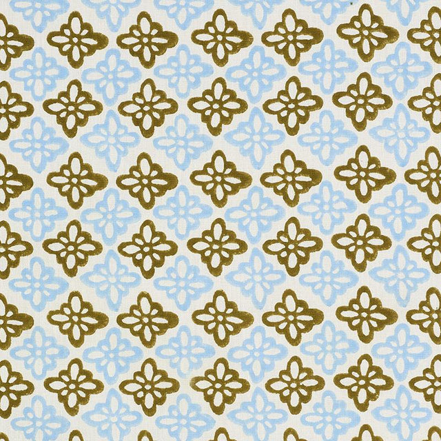 Schumacher Pattee Hand Block Print Khaki Fabric
