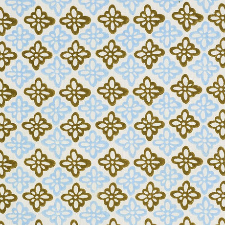 Schumacher Pattee Hand Block Print Khaki Fabric