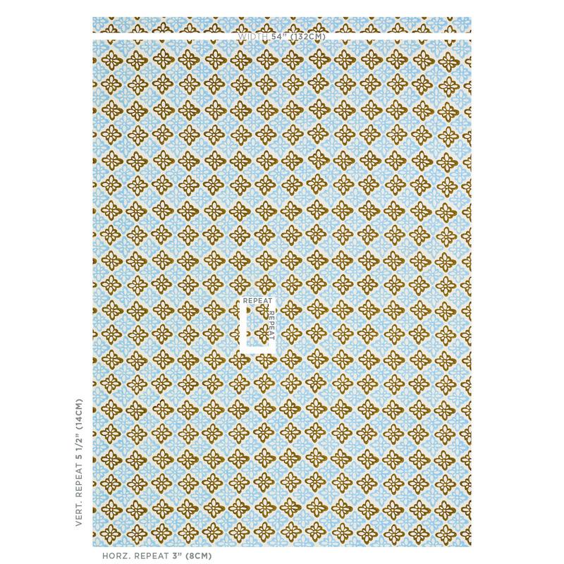 Schumacher Pattee Hand Block Print Khaki Fabric