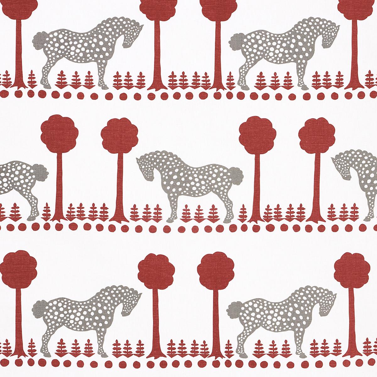 Schumacher Polka Dot Pony Red Fabric