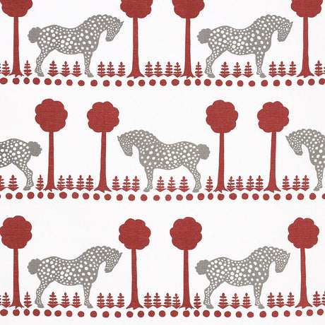 Schumacher Polka Dot Pony Red Fabric