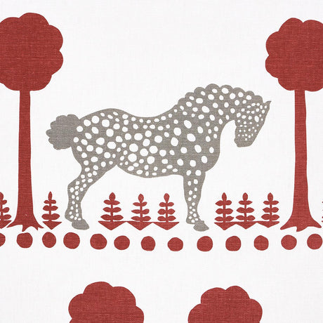 Schumacher Polka Dot Pony Red Fabric