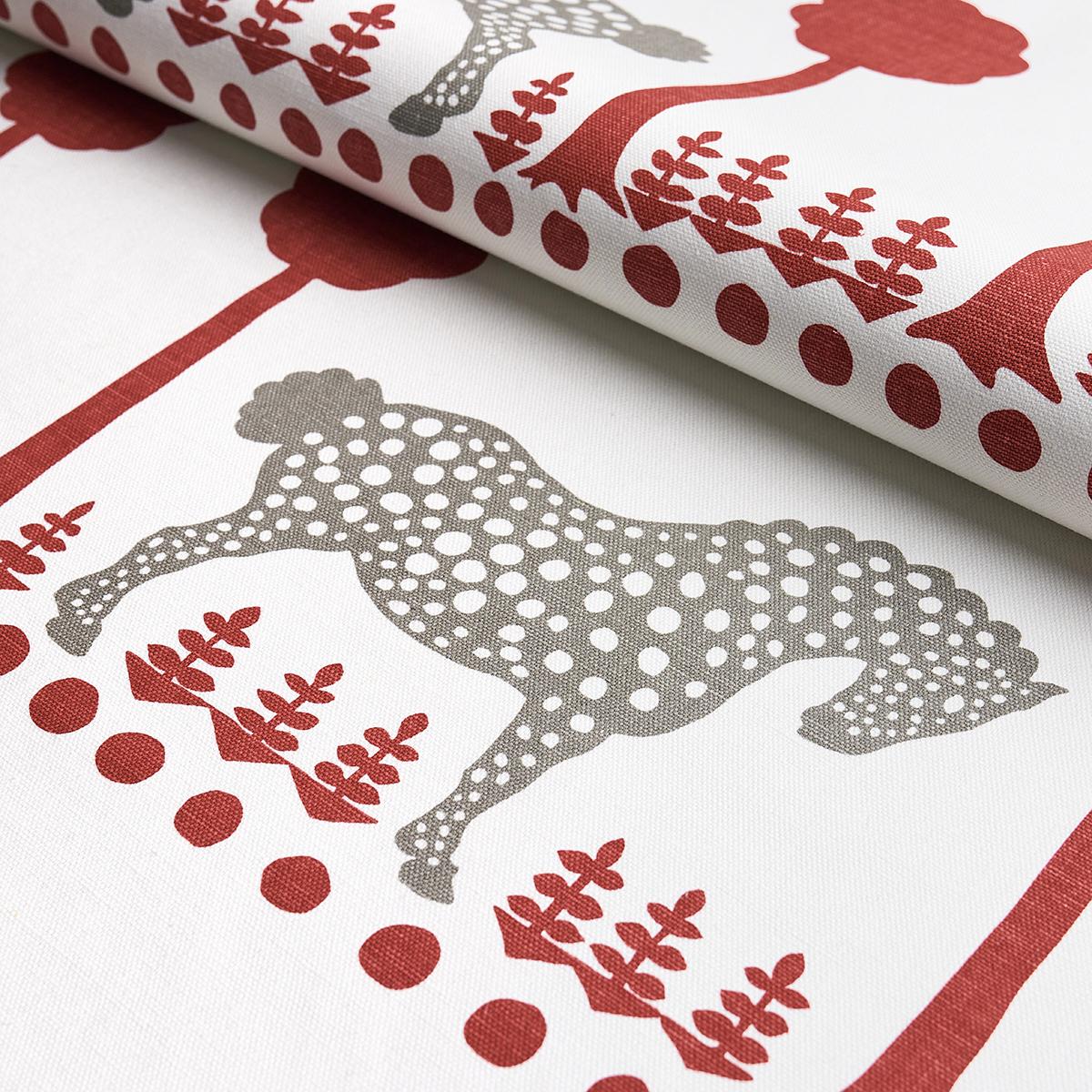 Schumacher Polka Dot Pony Red Fabric