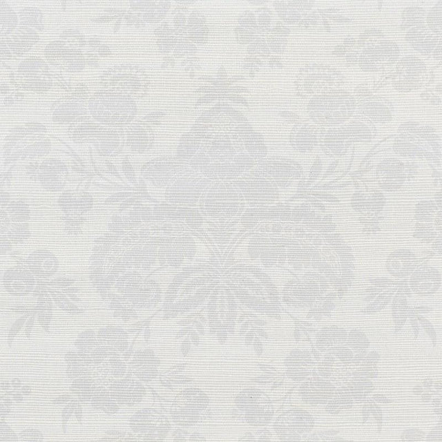 Schumacher Simone Damask Grasscloth Silver Wallpaper