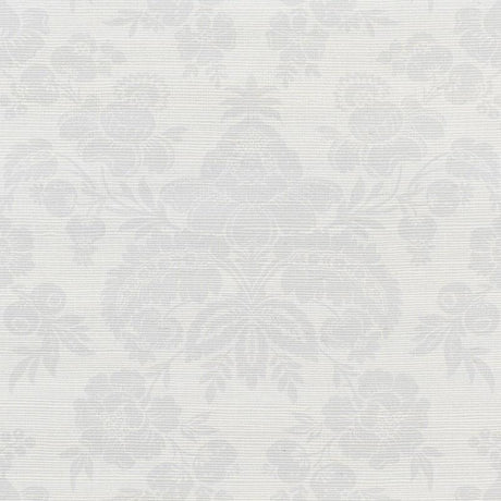 Schumacher Simone Damask Grasscloth Silver Wallpaper