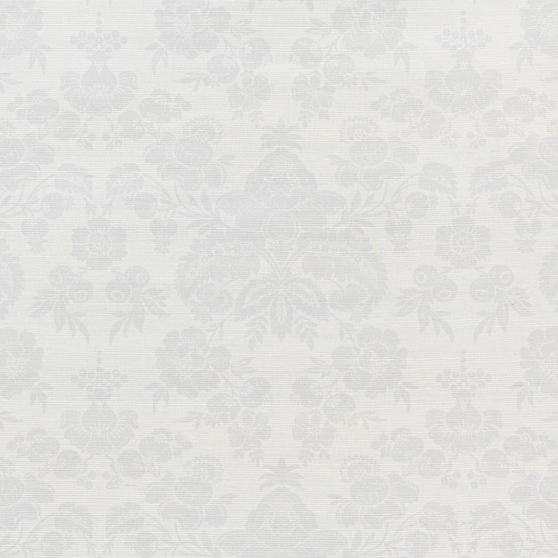 Schumacher Simone Damask Grasscloth Silver Wallpaper