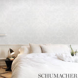 Schumacher Simone Damask Grasscloth Silver Wallpaper