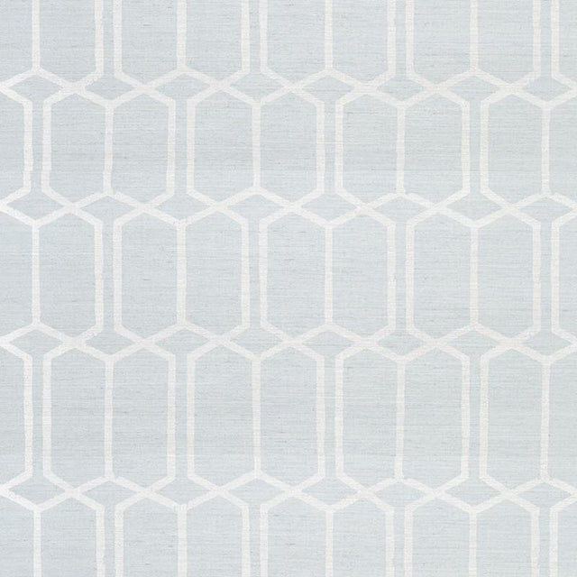 Schumacher Modern Trellis Sisal Sky Wallpaper